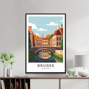 Travel Print Bruges Belgium Wall Art Bruges Travel Poster Gift For Bruges Wall Art Bruges Belgium Canal City Wall Art Gift For Bruges