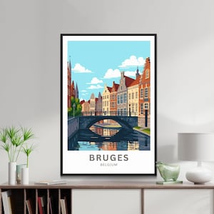 Travel Print Bruges Belgium Wall Art Bruges Travel Poster Gift For Bruges Wall Art Bruges Belgium Canal City Wall Art Gift For Bruges