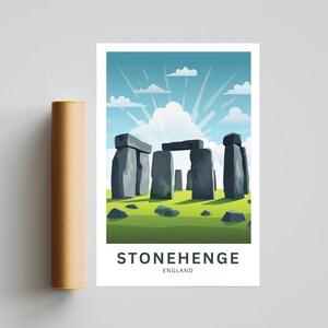 Stonehenge Travel Print - Stonehenge poster, Stone Henge Wall Art, Framed present, Gift