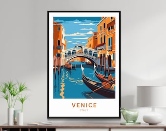 Venice Gondola Print: Italy Travel Poster, Canal Art