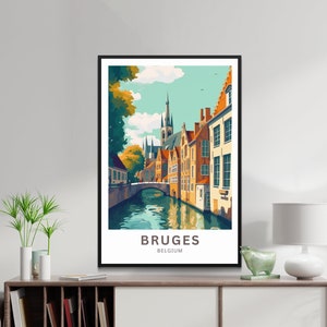 Impresión de viaje Brujas Bélgica Wall Art Brujas Cartel de viaje Regalo para Brujas Wall Art Brujas Bélgica Canal City Wall Art Regalo para Brujas