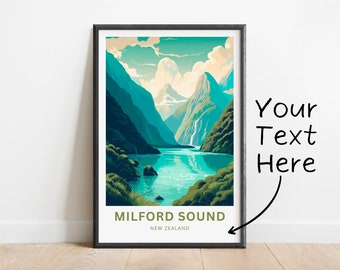 Personalized Milford Sound Print: New Zealand Travel Poster