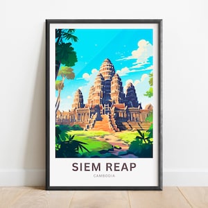 Siem Reap Travel Print - Siem Reap poster, Cambodia Wall Art, Framed present, Gift Cambodia Present