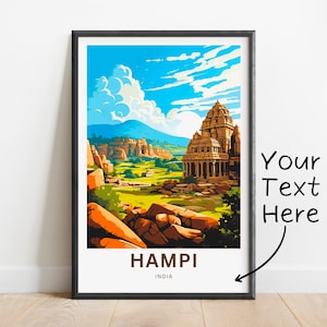 Personalized Hampi Travel Print - Hampi poster, India Wall Art, Framed present, Gift India Present