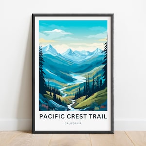 Pacific Crest Trail Travel Print - Cartel de Pacific Crest Trail, Arte de la pared de California, Presente enmarcado, Regalo California Presente