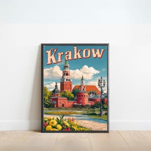 Krakow Vintage Travel Poster - Krakow Print, Poland Wall Art, Framed, Gift Poland Present