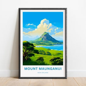 Mount Maunganui Travel Print - Mount Maunganui poster, New Zealand Wall Art, Framed present, Gift New Zealand Present