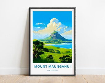 Mount Maunganui Travel Print - Mount Maunganui poster, New Zealand Wall Art, Framed present, Gift New Zealand Present