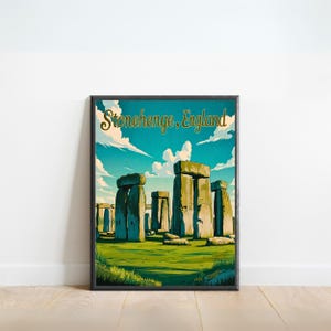 Stonehenge Vintage Travel Poster - Stonehenge Print, England Wall Art, Framed, Gift England Present