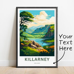 Personalized Killarney Travel Print - Killarney National Park poster, England Wall Art, Framed present, Gift Ireland Present