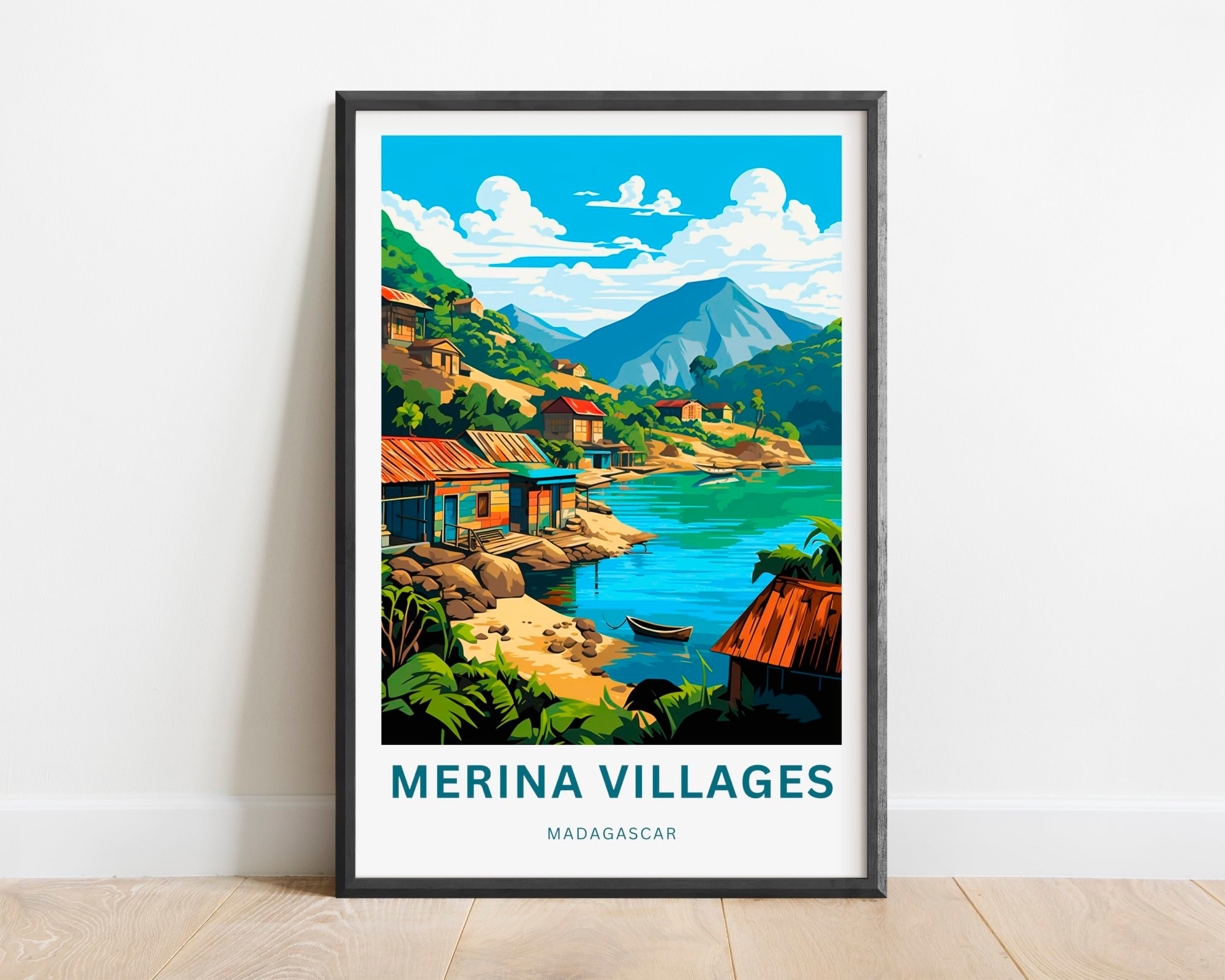 Merina Villages Travel Print - Merina Villages Madagascar poster, Africa Wall Art, Framed present, Gift Madagascar Present