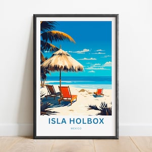 Isla Holbox Travel Print - Isla Holbox poster, Mexico Wall Art, Framed present, Gift Mexico Present