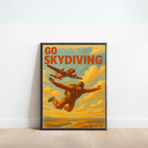 Skydiving Poster – Vintage Skydiving Wall Art for Extreme Sports