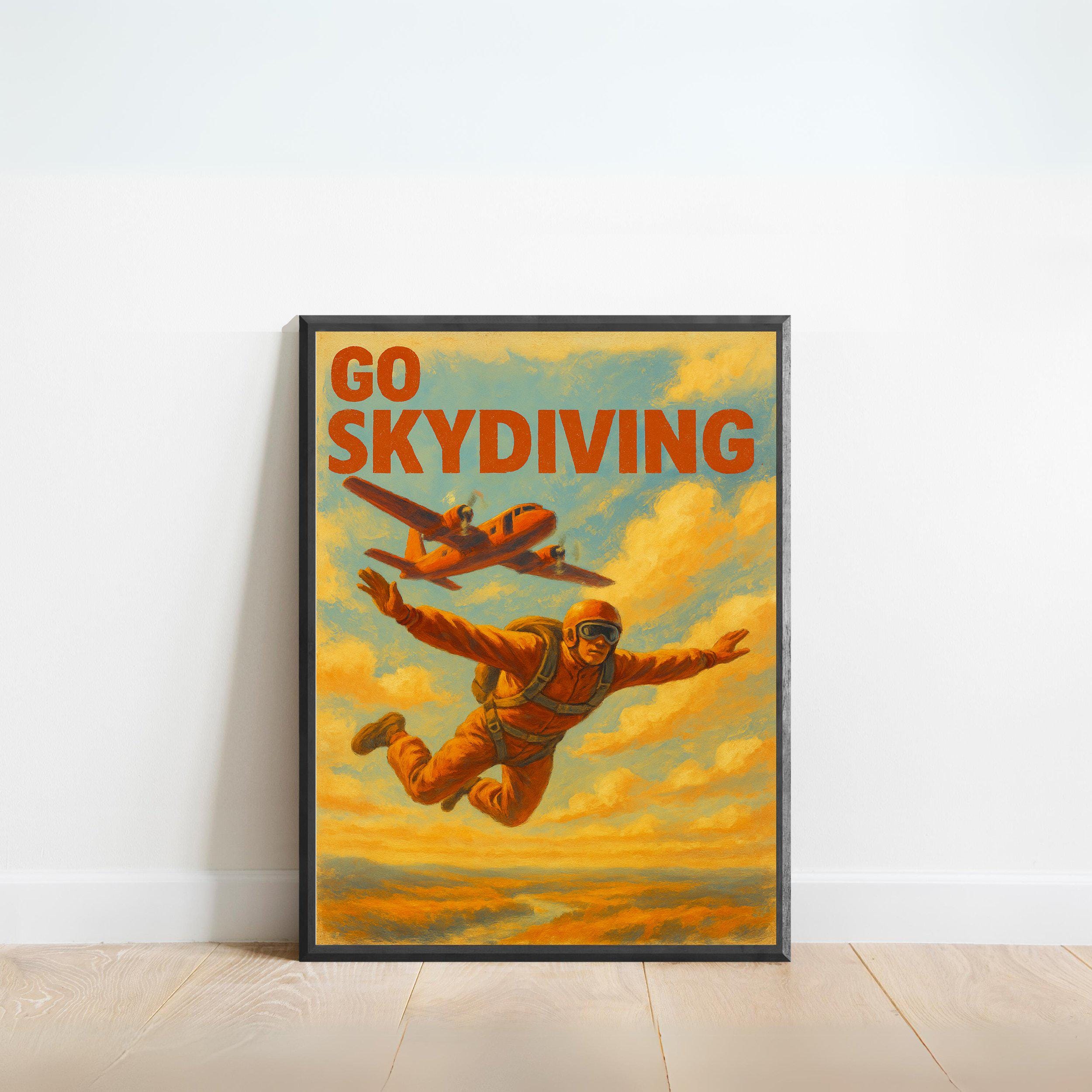 YELLOWKORNER No.516フォトアート SKYDIVE Skydiving Poster – Vintage Skydiving Wall Art for Extreme Sports