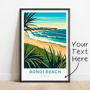 Personalized Bondi Beach Travel Print - Bondi Beach poster, Australia Wall Art, Framed present, Gift Australia Present