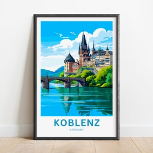 Koblenz Travel Print - Koblenz poster, Germany Wall Art, Framed present, Gift Germany Present