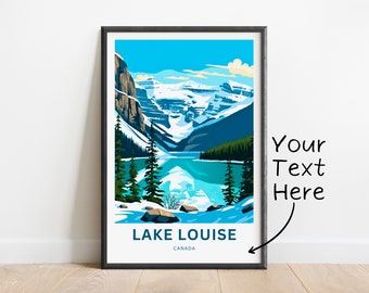 Canada Lake Louise Wall Art Print (Travel Poster, Minimalist)