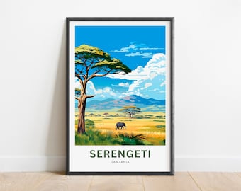 Serengeti Wall Art Print - Minimalist Tanzania Safari Scene