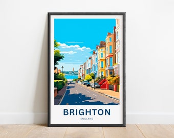 Brighton Travel Print - Brighton poster, England Wall Art, Framed present, Gift England Present