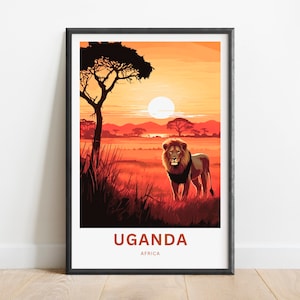 Uganda Travel Print - Uganda poster, Africa Wall Art, Framed present, Gift Africa Decor Present, Customize Your Text