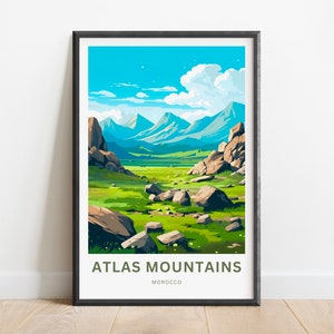 Atlas Mountains Travel Print - Atlas Mountains poster, Morocco Wall Art, Framed present, Gift Morocco Present