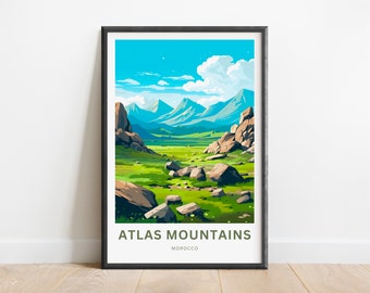Atlas Mountains Wall Art Print: Minimalist Morocco Landscape