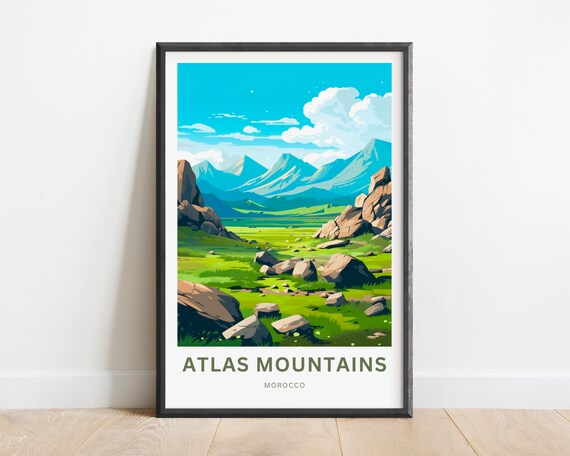 Atlas Mountains Wall Art Print: Minimalist Morocco Landscape