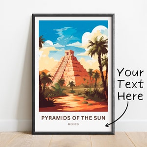 Personalized Pyramid of the Sun Travel Print - Pyramid of the Sun poster, Mexico Wall Art, Framed present, Gift Mexico Present