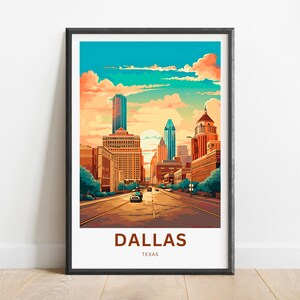 Dallas Travel Print - Dallas poster, Texas Wall Art, Framed present, Gift Texas Present, Customize Your Text