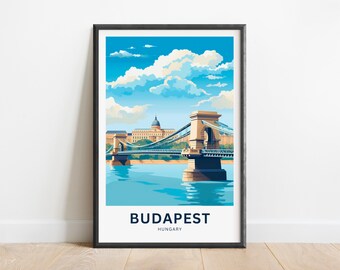 Impresión de viaje de Budapest - Cartel de Budapest, Arte de la pared de Hungría, Presente enmarcado, Regalo Hungría presente