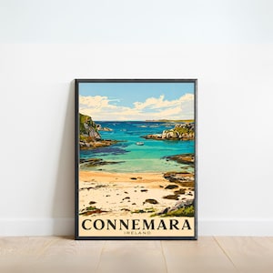 Connemara Vintage Travel Poster - Connemara Print, Ireland Wall Art, Framed, Gift Ireland Present