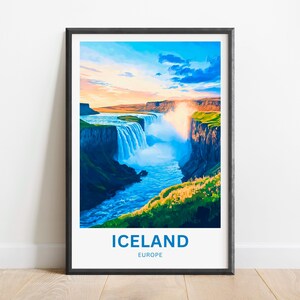 Iceland Travel Print - Iceland Poster, Land of Fire and Ice, Europe Wall Art, Framed present, Gift Nordic Island Present
