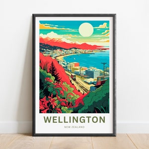 Wellington Travel Print - Wellington poster, Zealand Wall Art, Framed present, Gift Zealand Present