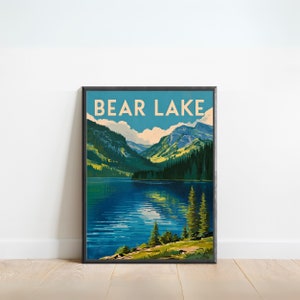Bear Lake Vintage Travel Poster - Bear Lake Print, Utah Wall Art, Framed, Gift Idaho Present