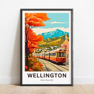 Wellington Travel Print - Wellington poster, Zealand Wall Art, Framed present, Gift Zealand Present