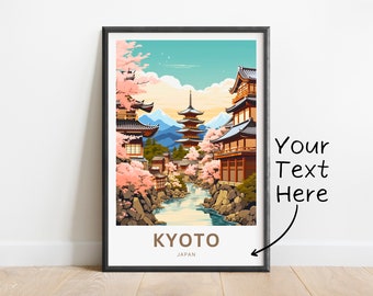 Gepersonaliseerde Kyoto-reisafdruk - Kyoto-poster, Japanse muurkunst, ingelijst cadeau, cadeau Japan cadeau