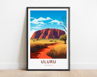 Uluru Australia Travel Print – Ayers Rock Poster, Minimalist Wall Art
