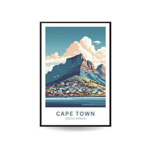 Cape Town Print |  South Africa Wall Art | Travel Poster | Cityscape | Cape Town | Table Mountain Poster