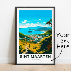 Personalized Sint Maarten Travel Print - Sint Maarten poster, Caribbean Wall Art, Framed present, Gift Saint Martin Present