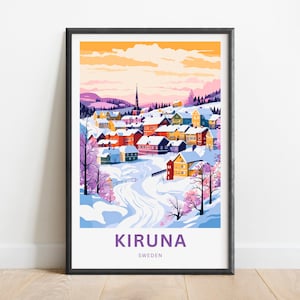 Kiruna Travel Print - Kiruna poster, Sweden Wall Art, Framed present, Gift Sweden Present