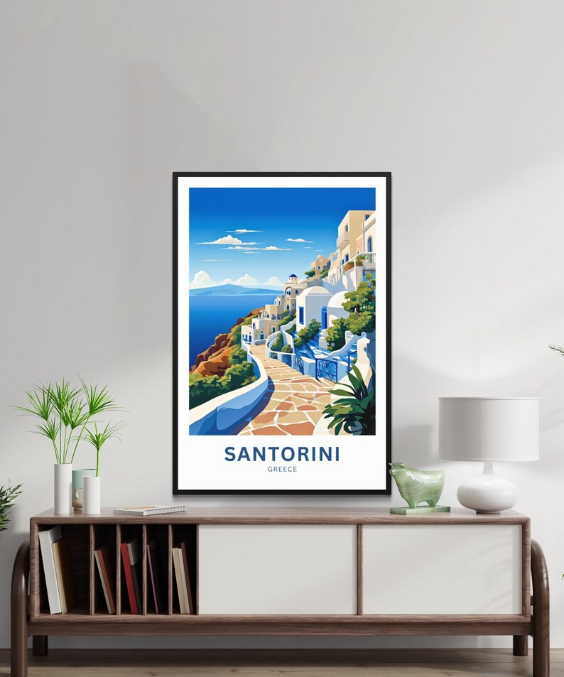 Santorini Travel Print - Santorini Poster, Greece Wall Art, Framed ...