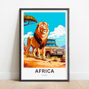Africa Safari Travel Print, Africa Safari poster, African Wall Art, Framed present, Gift Africa Present, Customize Your Text