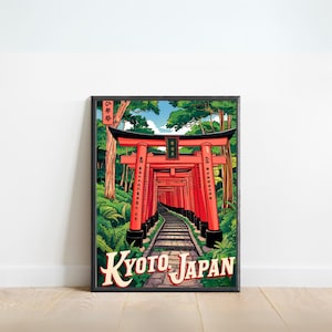 Kyoto Vintage Travel Poster - Kyoto Druck, Japan Wandkunst, gerahmtes Geschenk, Geschenk Japan Geschenk