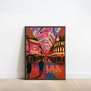Fremont Las Vegas Vintage Travel Poster - Las Vegas Print, US Wall Art, Framed, Gift Nevada Present
