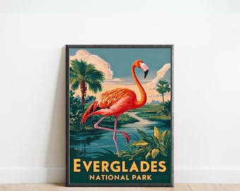 Everglades Vintage Reiseplakat - Everglades Druck, Florida Wandkunst, gerahmt, Geschenk Florida Geschenk