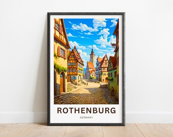 Rothenburg Travel Print - Rothenburg poster, Germany Wall Art, Framed present, Gift Germany Present