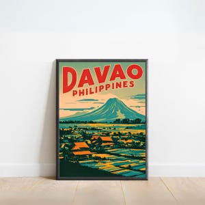 Davao Vintage Travel Poster - Davao Print, Philippines Wall Art, Framed, Gift Philippines Present