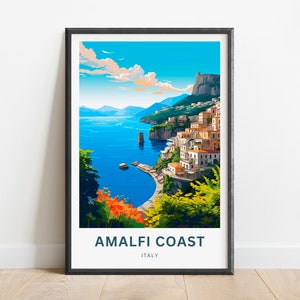 Amalfi Coast Travel Print - Amalfi Coast poster, Italy Wall Art, Framed present, Gift Italy Present