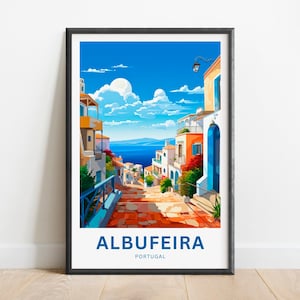 Albufeira Travel Print - Albufeira poster, Portugal Wall Art, Framed present, Gift Portugal Present