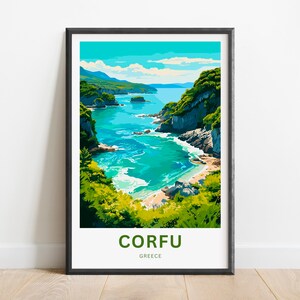 Corfu Travel Print - Corfu poster, Greece Wall Art, Framed present, Gift Greece Present